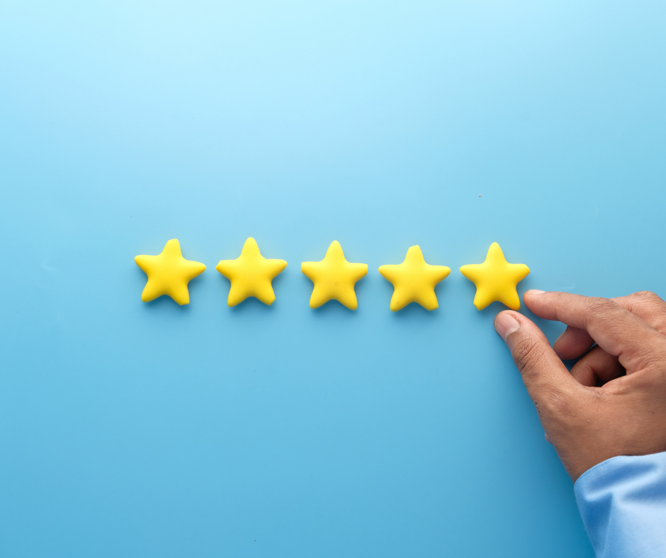 5 yellow stars on a blue background