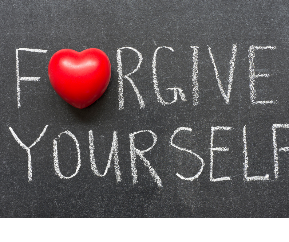The words Forgive yourself with a red heart