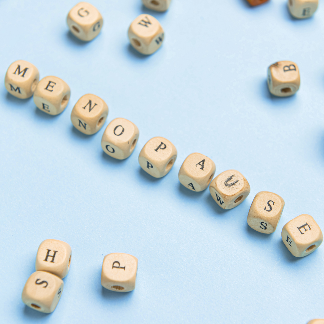 scrabble letters spelling menopause